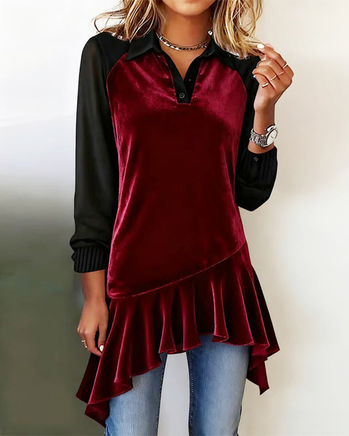 Stilla | Skjorte med revers og patchwork