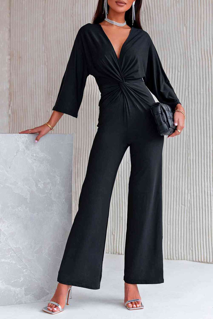 Stilla | Plunge Trekvart Ærme Jumpsuit
