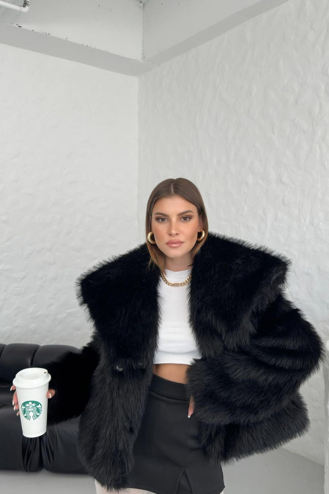 Stilla | Faux-fur-sjal-kravejakke