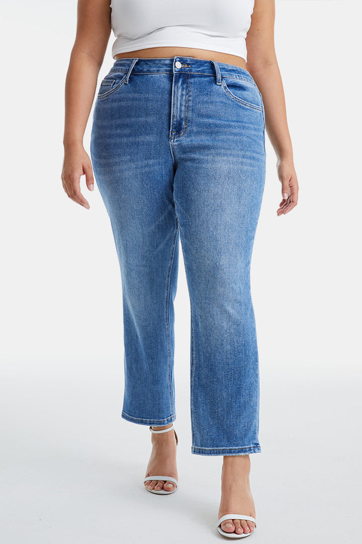 Stilla | Full Size Høj Talje Raw Hem Straight Jeans