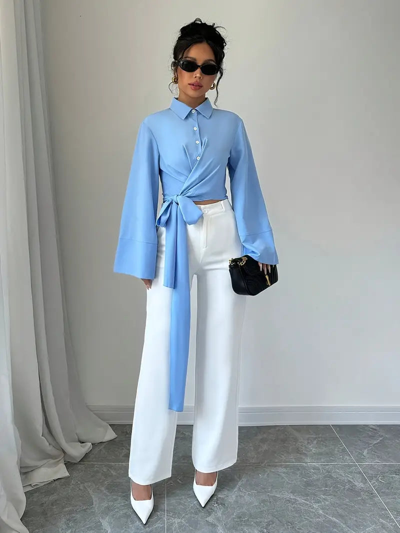 Stilla | Elegant Langærmet Skjortekjole