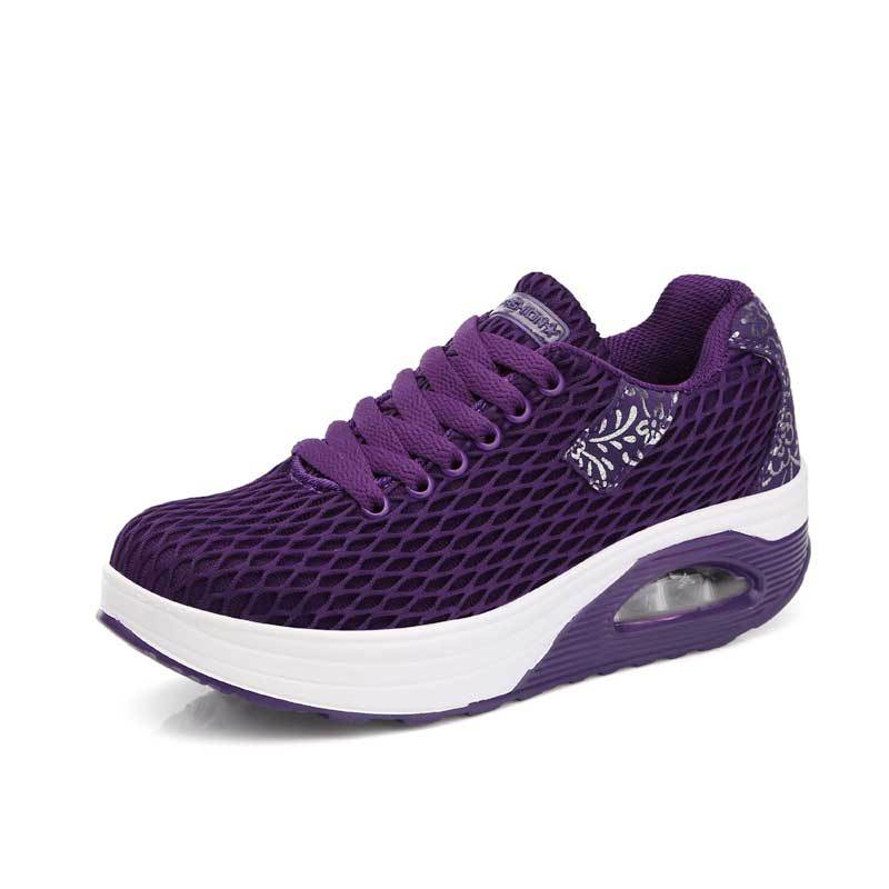 Dame nan åndbart netstof komfort sneakers med luftfjedersystem og ergonomisk kile sål Skovae