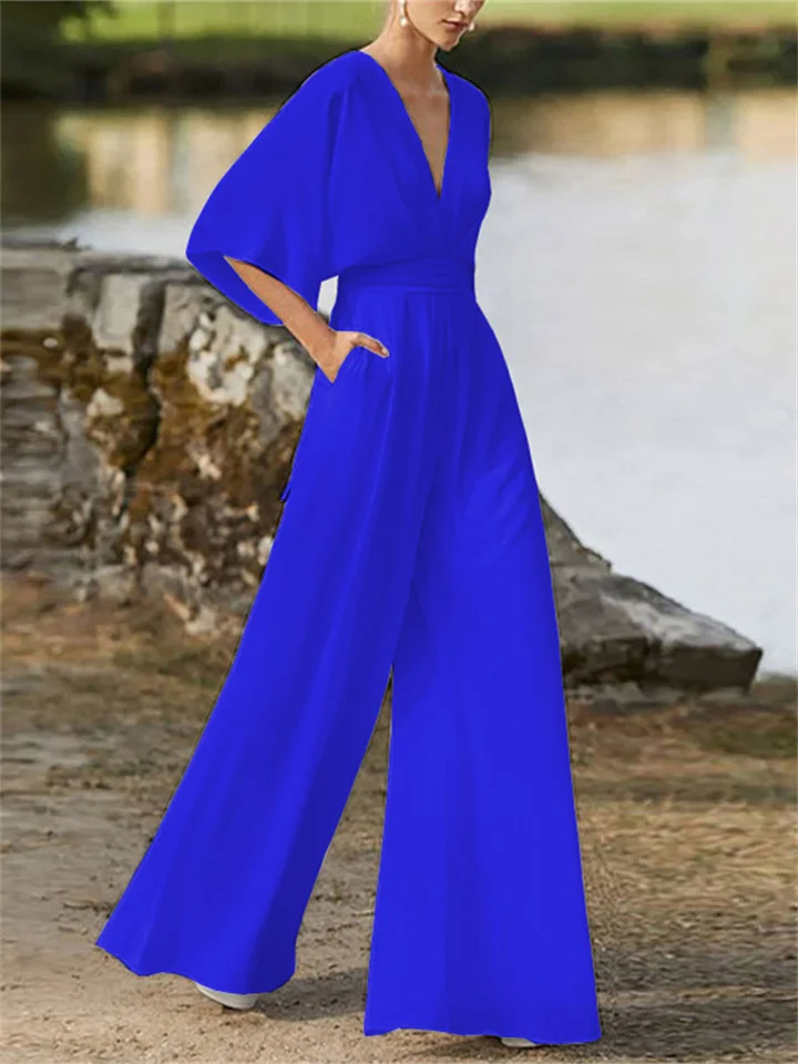 Stilla | Elegant Jumpsuit med Brede Ben og V-Hals til Kvinder