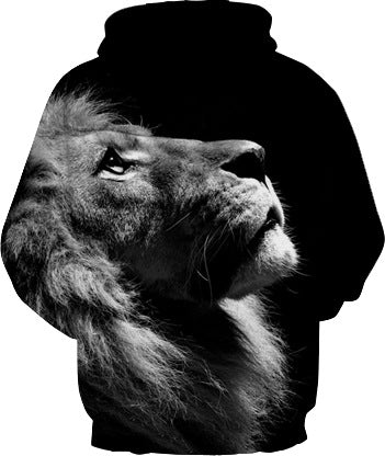 Herrer hoodie med livligt løvemotiv og detaljeret grafik Stilla