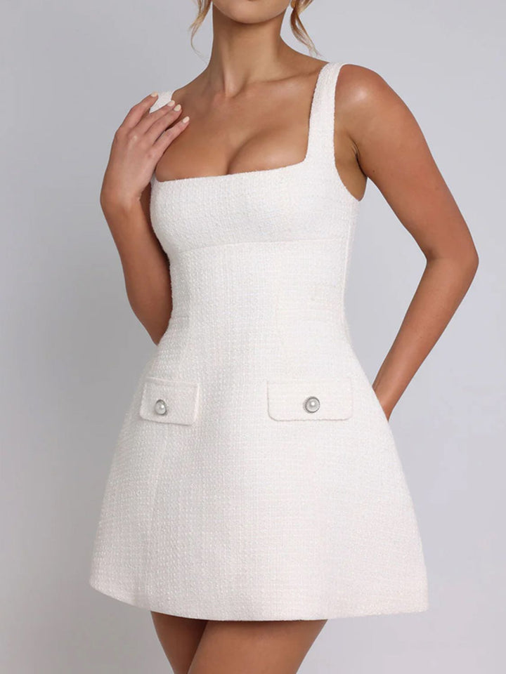 Stilla | Square Neck Wide Strap Mini Dress