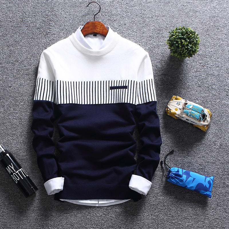 Stilla | Pullover uldblanding Regular fit rund hals stribet med brystlomme