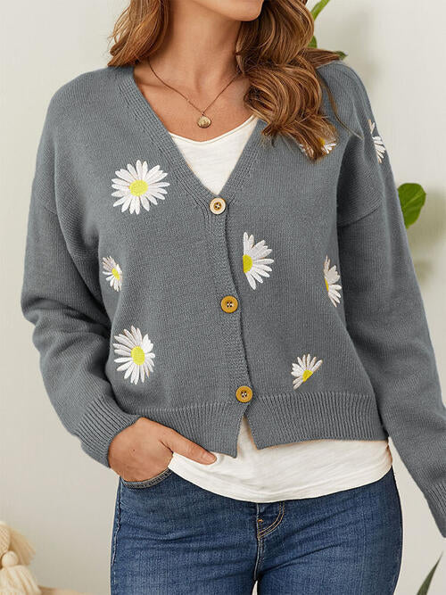 Stilla | Knap Front Dropped Shoulder Cardigan