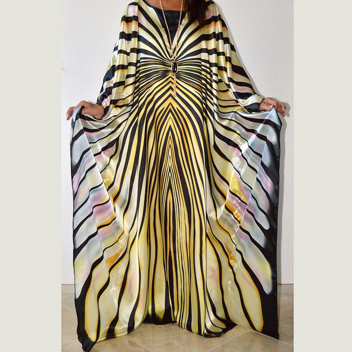 Dame elegant kaftan med unikt stribemønster Stilla