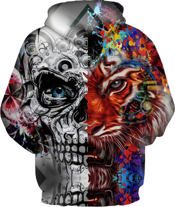 Herrer Hoodie med kreativt kranium-design og livlige farver Stilla
