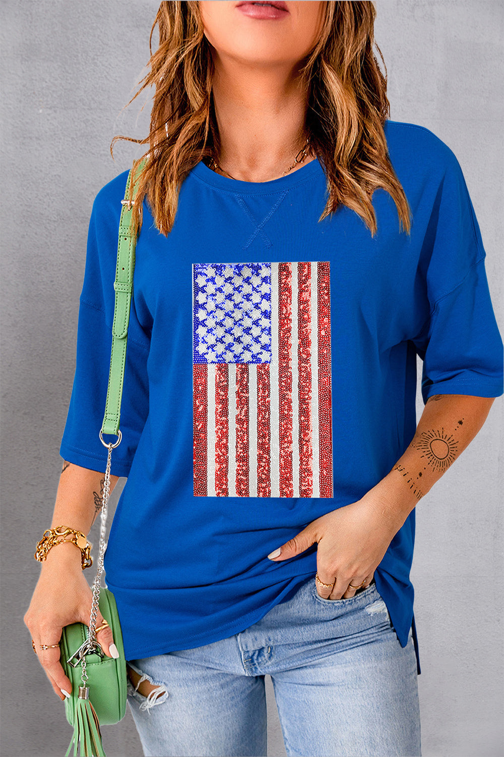 Stilla | Flag Rund Hals Halv Ærme T-Shirt