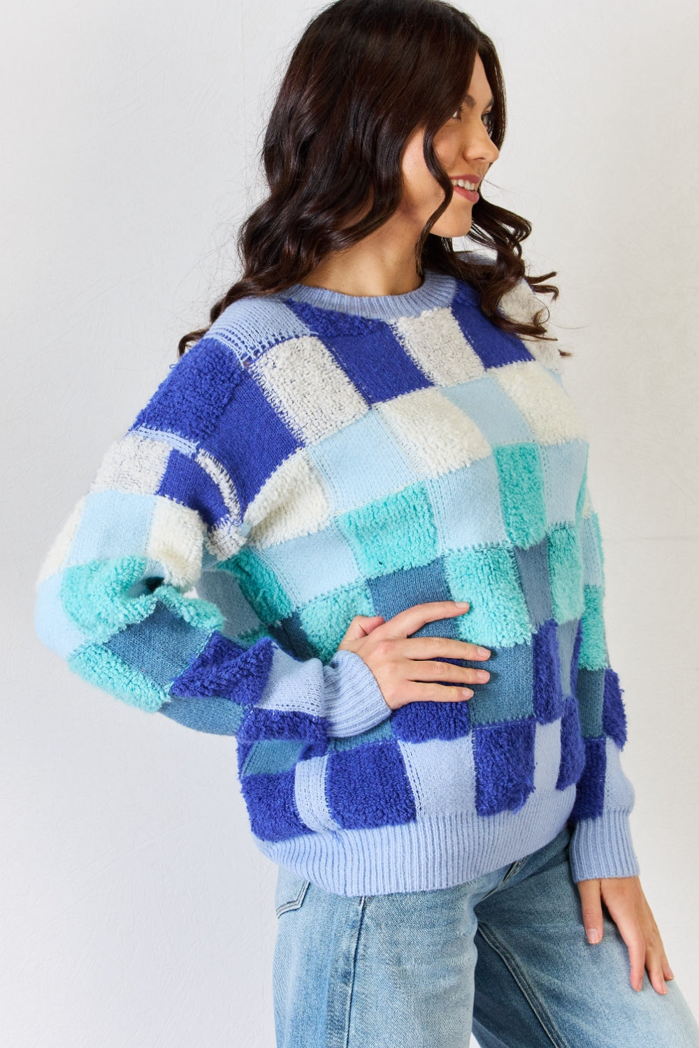 Stilla | Checkered Rund Hals Langærmet Sweater