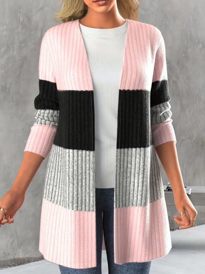 Stilla | Block Åben Front Langærmet Cardigan