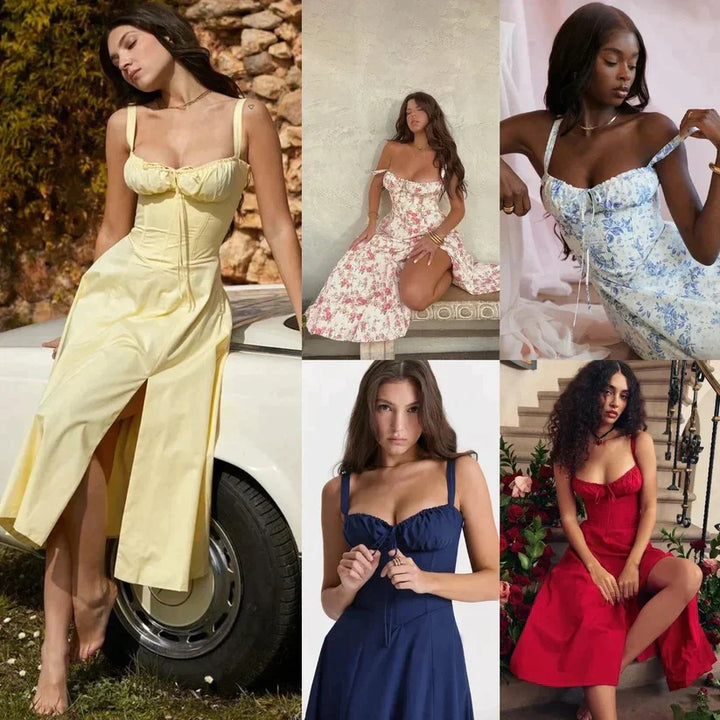 Stilla | Komfortabel Skønhed Ingen Bøjle Printet Bustier-Solkjole