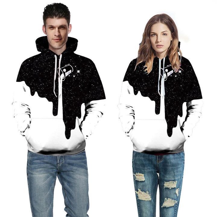 Unisex hættetrøje med kreativ dråbedesign og galaktisk print Stilla