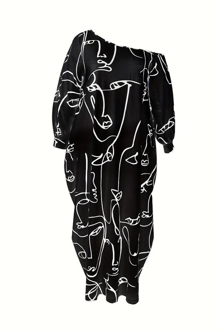 Stilla | Single Shoulder Lantern Sleeve Maxi Dress