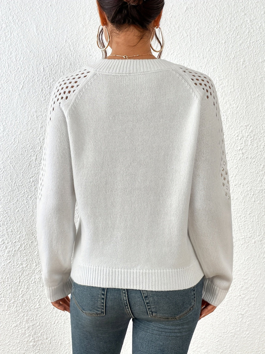 Stilla | Stort Sweater Med Lange Ærmer, V-udskæring Og Skulderåbninger