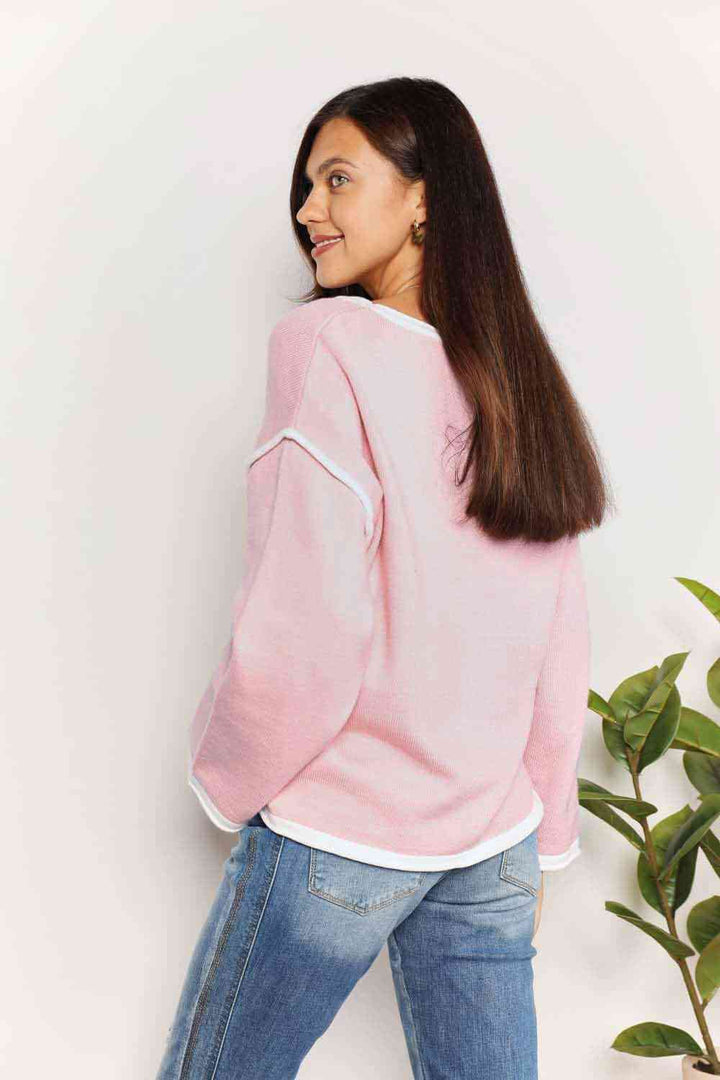 Stilla | Tag Kontrastdetalje Dropped Shoulder Strik Top