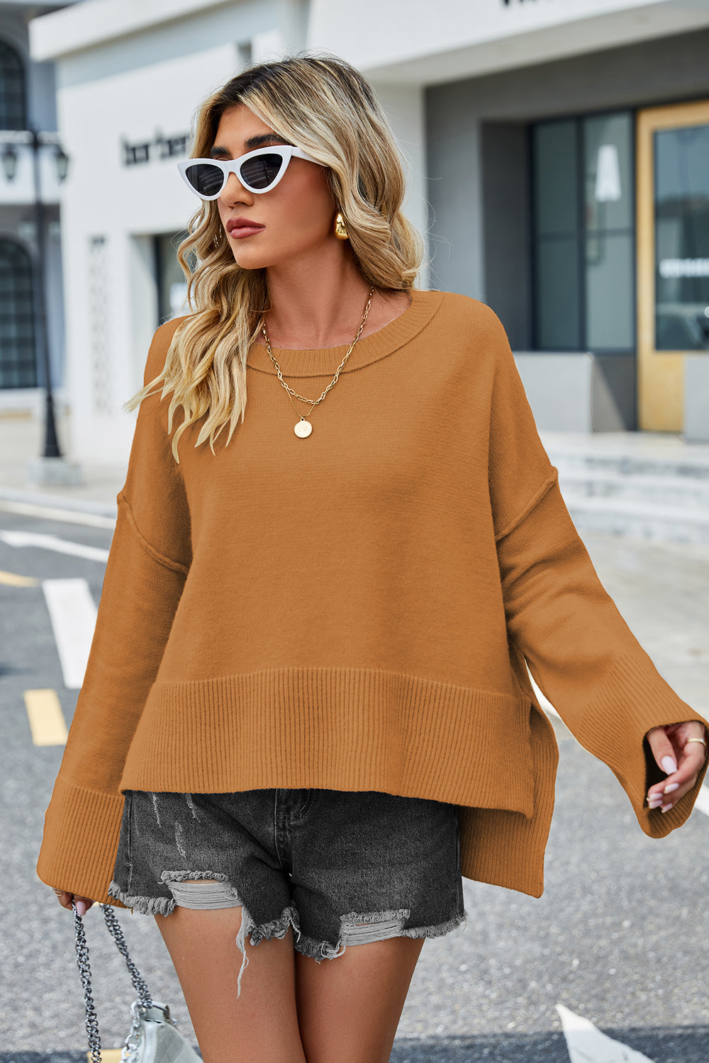 Stilla | Lav Slids Rund Hals Langærmet Sweatshirt