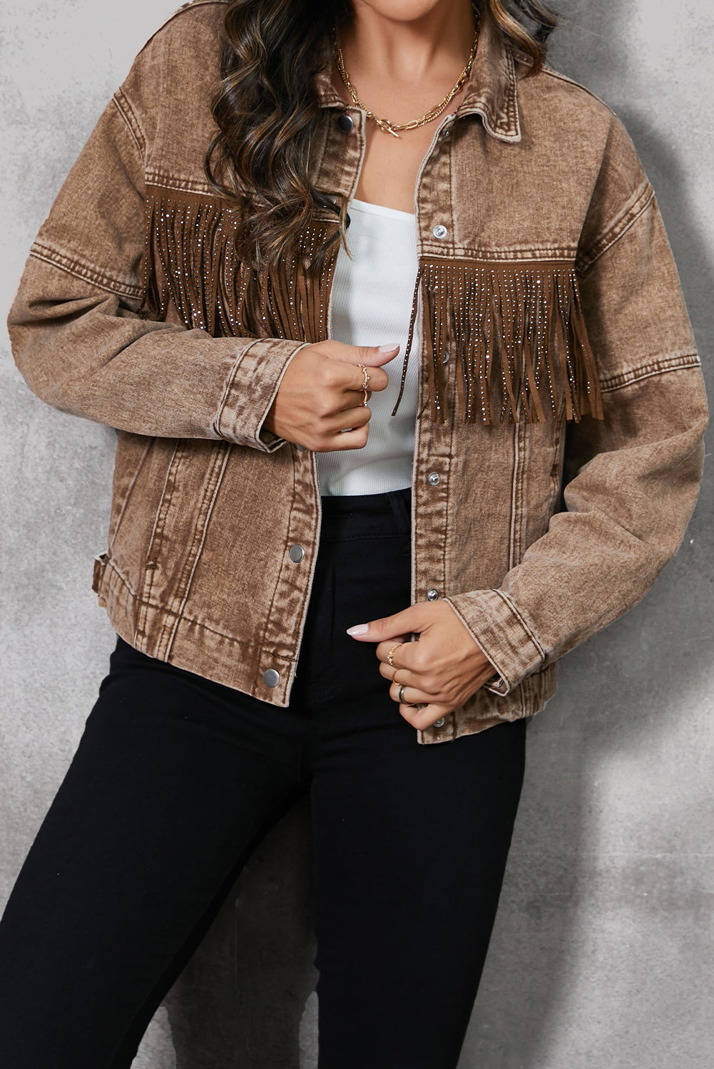 Stilla | Trim Snap Down Denim Jakke