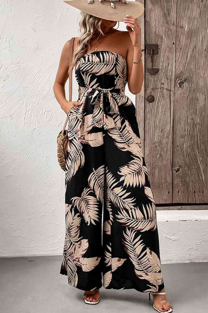 Stilla | Strapless Wide Leg Jumpsuit Med Lommer