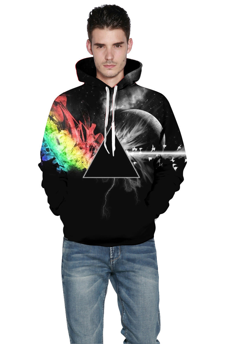 Unisex hættepullover med kunstnerisk grafisk element og tredimensionel universumeffekt Stilla