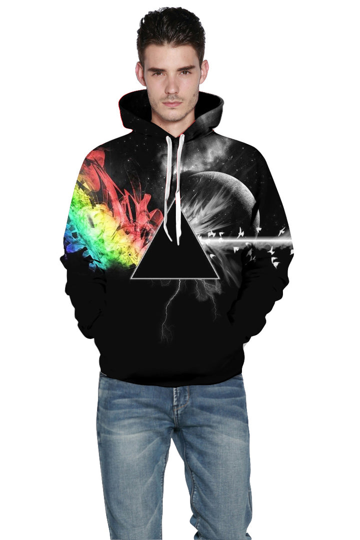 Unisex hættepullover med kunstnerisk grafisk element og tredimensionel universumeffekt Stilla