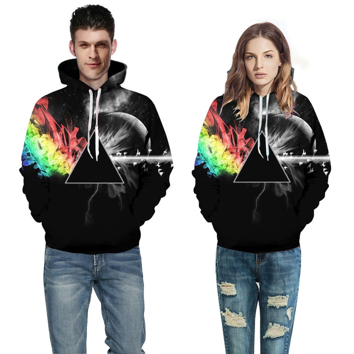 Unisex hættepullover med kunstnerisk grafisk element og tredimensionel universumeffekt Stilla