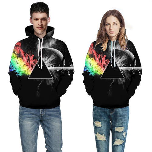 Unisex hættepullover med kunstnerisk grafisk element og tredimensionel universumeffekt Stilla