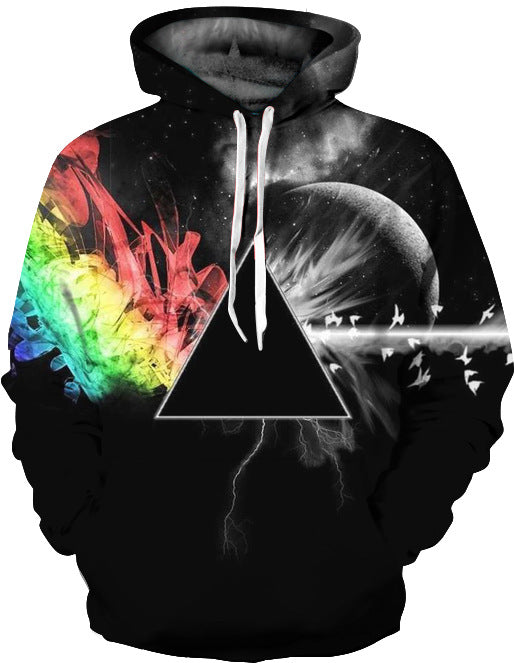 Unisex hættepullover med kunstnerisk grafisk element og tredimensionel universumeffekt Stilla
