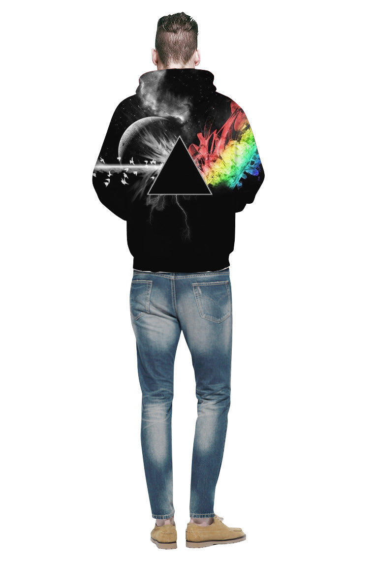 Unisex hættepullover med kunstnerisk grafisk element og tredimensionel universumeffekt Stilla