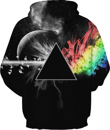 Unisex hættepullover med kunstnerisk grafisk element og tredimensionel universumeffekt Stilla