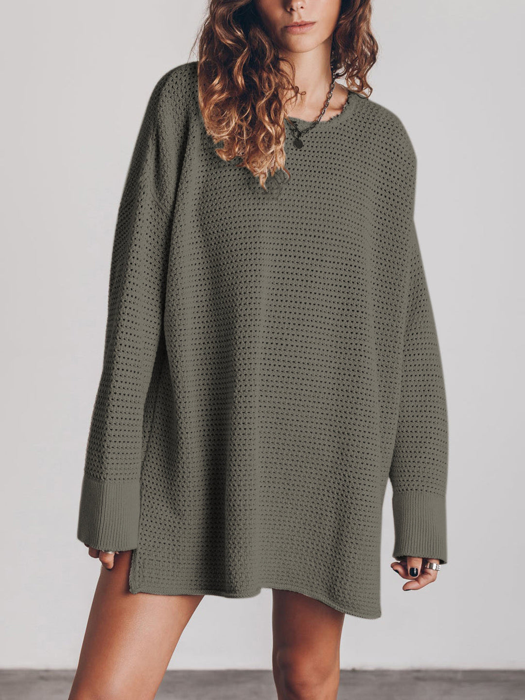 Stilla | Rund Hals Langærmet Slid Sweater