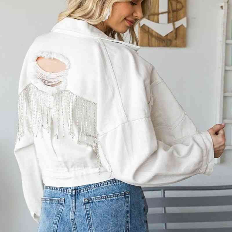Stilla | Krave Hals Droppede Skuldre Denim Jakke