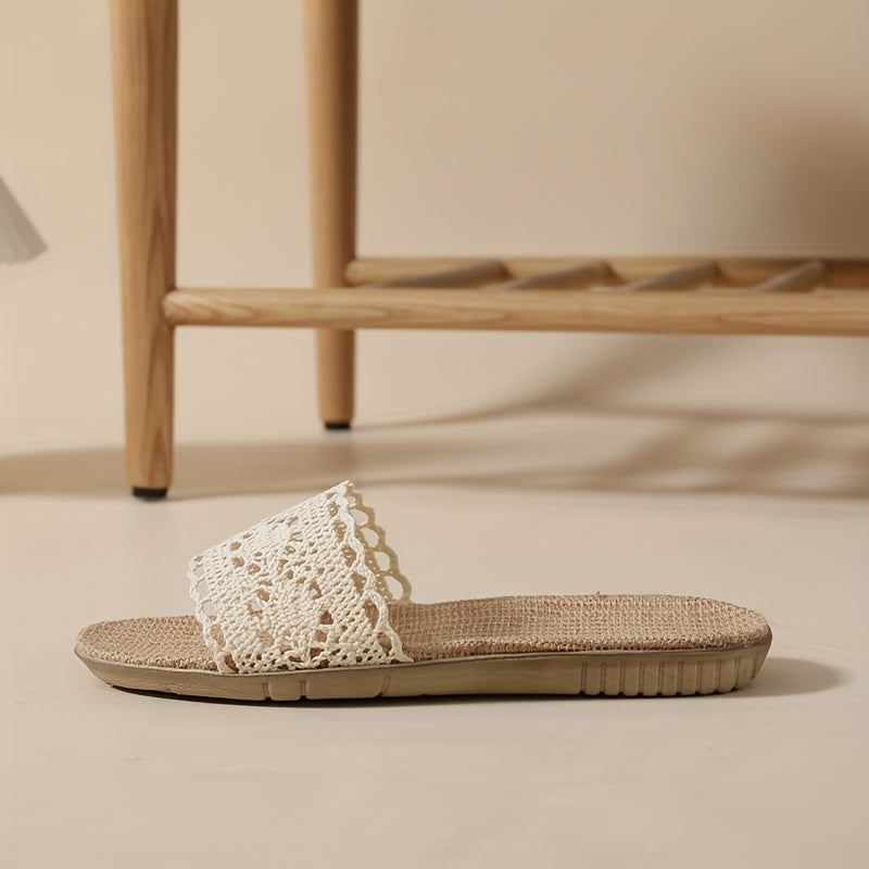 Stilla | Sommersandaler Til Kvinder Åndbare Hørflip Flops Med Blonde, Skridsikre Og Komfortable
