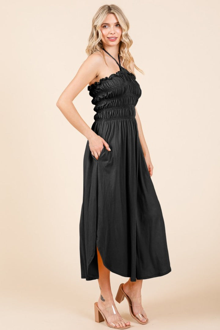 Stilla | Code Tie Back Shirring Kjole Med Lommer