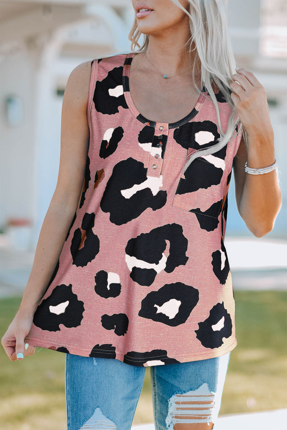 Stilla | Leopard Rund Hals Tank