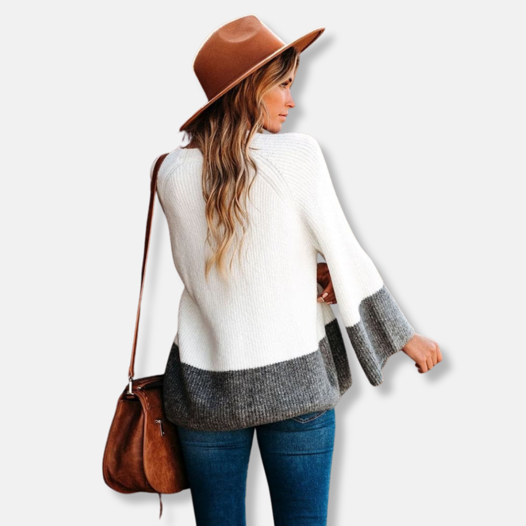Stilla | Relaxed Fit Pullover Sweater Farveblock Crewneck Pullover