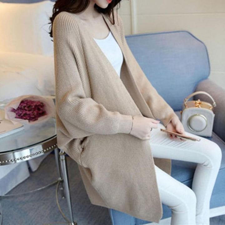 Stilla | Cardigan Lang Strikjakke Oversized Fit Åben Forside Blød og Varm