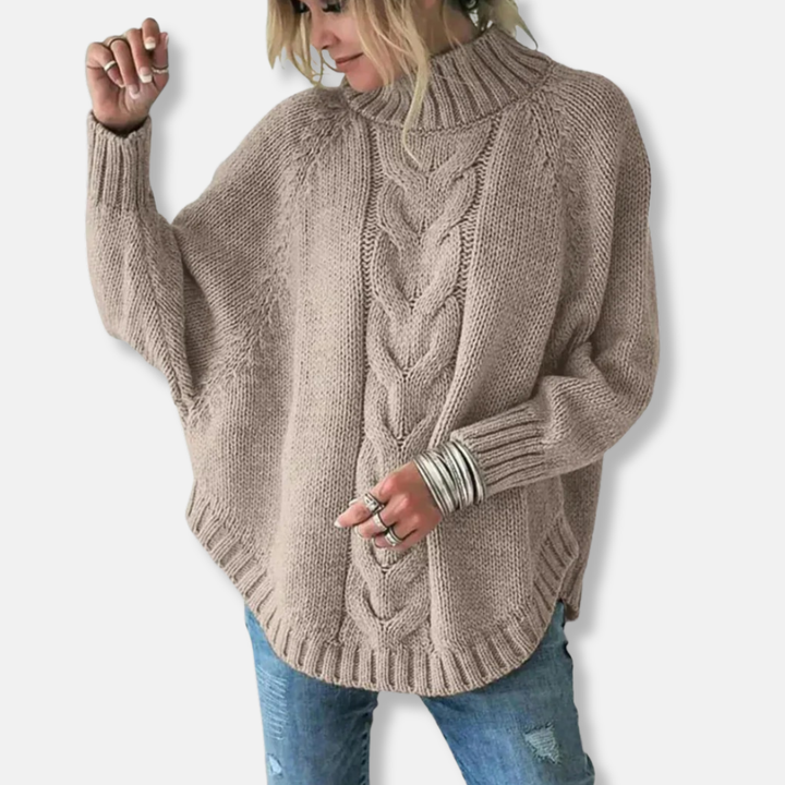 Stilla | Uld Plus Size Rullekrave Sweater Kabelstrik Sweater