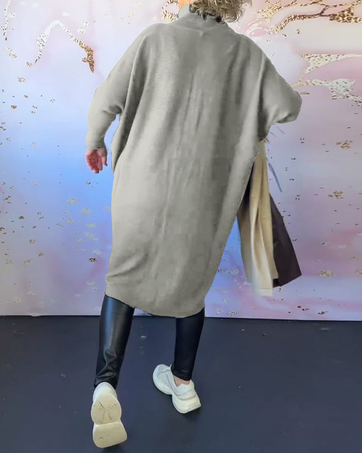 Stilla | Afslappet Ensfarvet Pullover med Høj Krave og Lange Ærmer