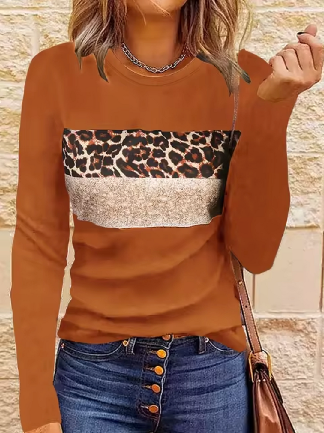 Stilla | Langærmet T-shirt med leopardtryk