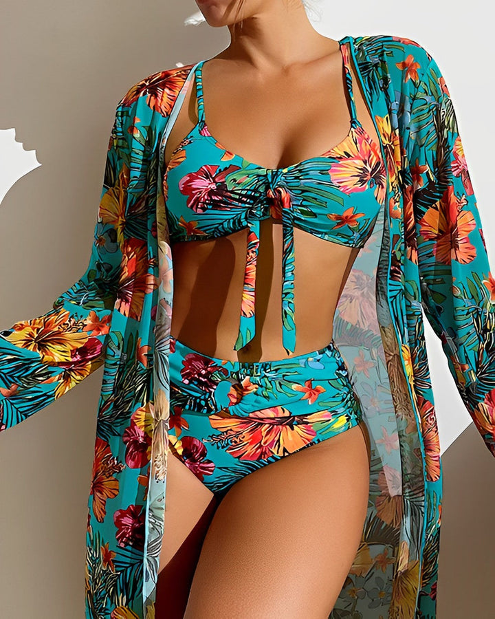 Skovae | Bikini sæt med høj talje og tropisk print til damer