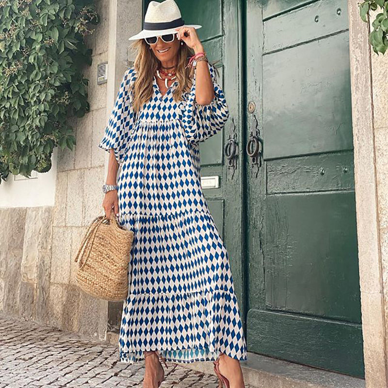 Stilla | Boho Maxikjole med Pufærmer