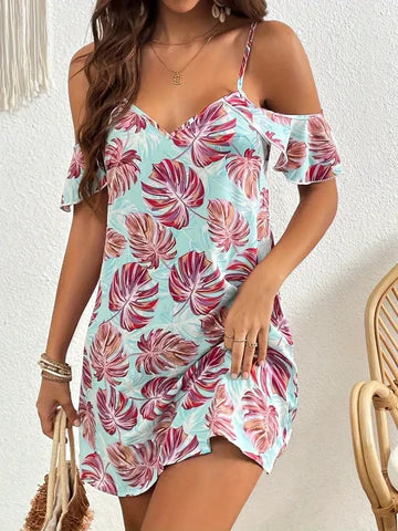 Stilla | Off-shoulder Kjole Med Blomster Mønster