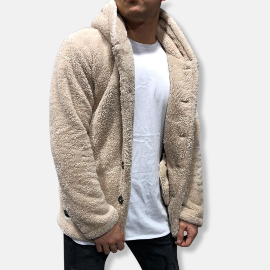 Stilla | Hætte Fleece Løs Pasform Knaplukning Casual Stil