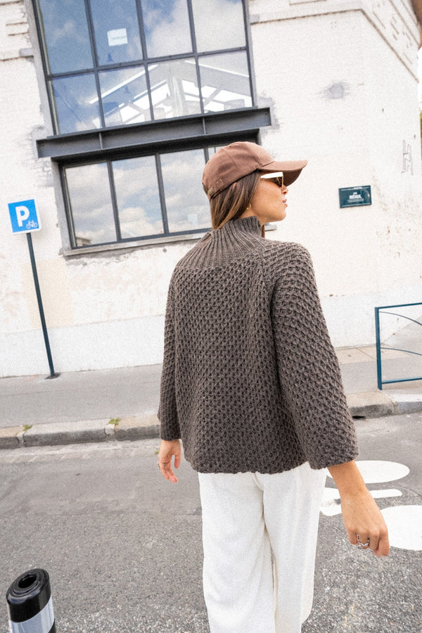 Stilla | Behagelig brun kortærmet cashmere rullekravepullover Ideel til vinteren