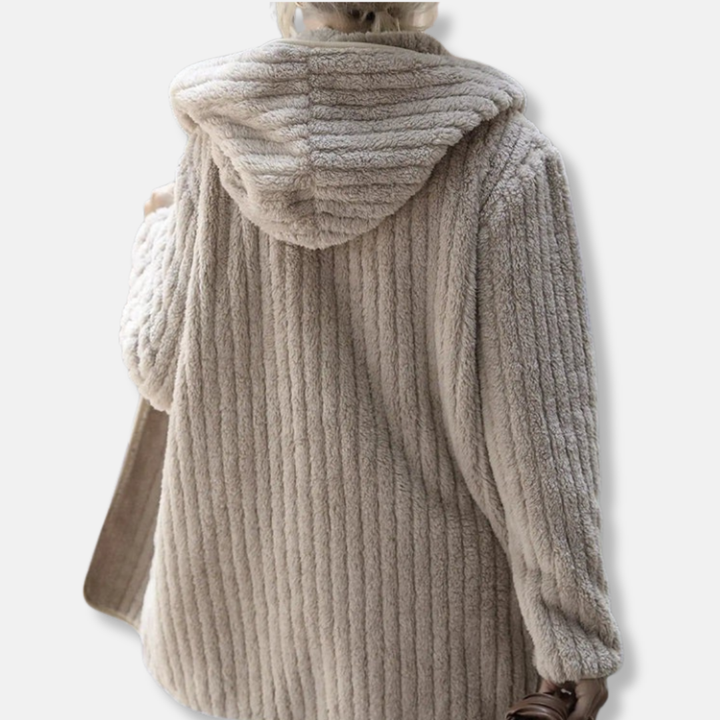 Stilla | Fleece Overdimensioneret Cardigan Hætte-Ribstruktur-Cardigan