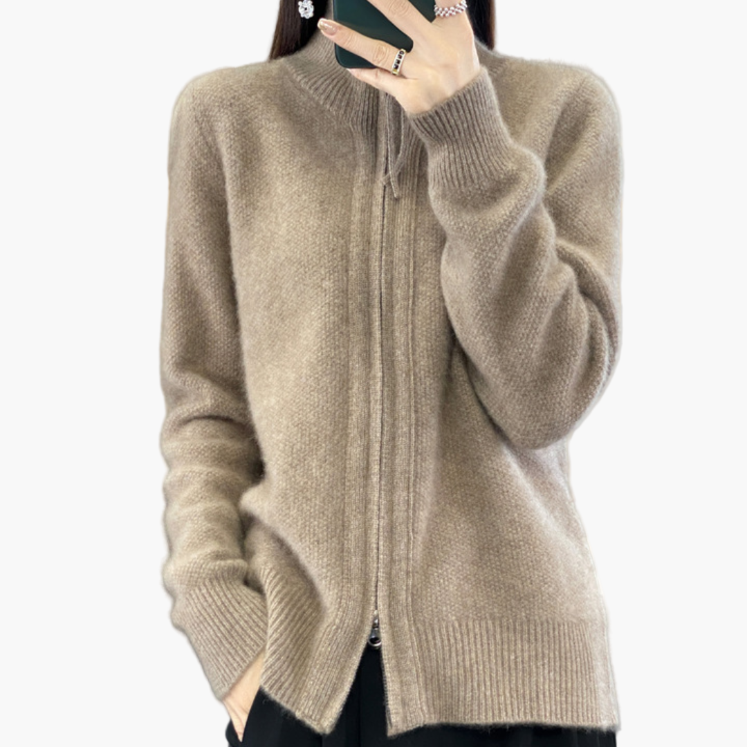 Stilla | Strikjakke med Lynlås - Elegant Casual Stil til Hverdag Og Kontor