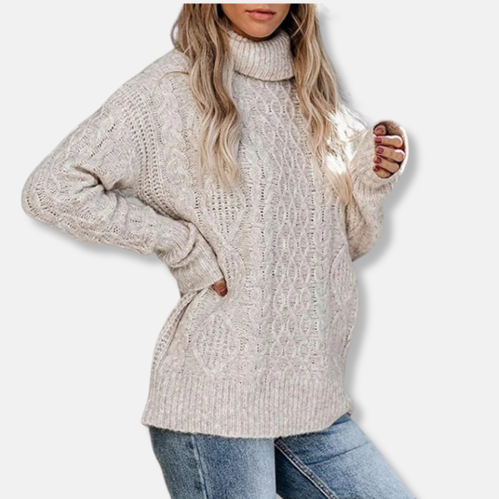 Stilla | Rullekravepullover Kabelstrik Tunika-længdepullover
