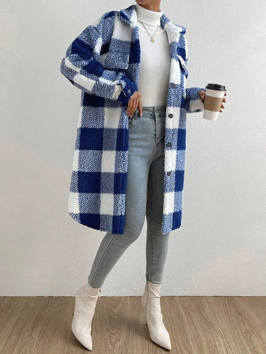 Stilla | Teddyfleece Plus Size Snit Ternet Mønster Mellemlang